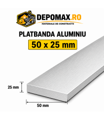 Platbanda aluminiu 50 x 25 mm, 6 metri (EN-AW 6060) Platbanda aluminiu 50 x 25 mm, 6 metri (EN-AW 6060)